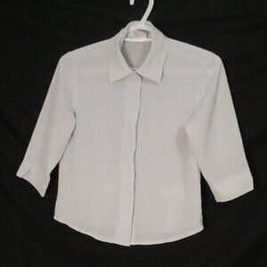 DALMYS size small Light Bluish Grey Button-Up Textured Blouse With Collar